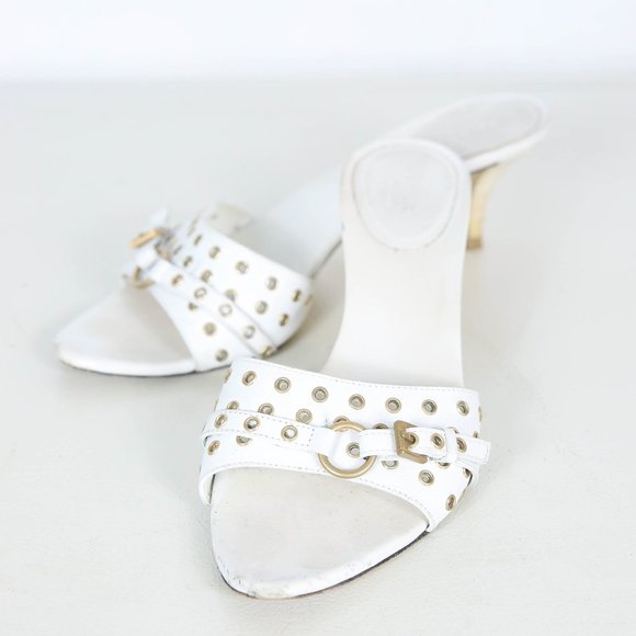 Gucci White Leather Open-Toe Sandal Heel - Picture 1 of 4